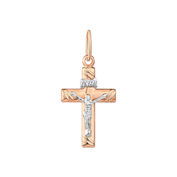 Cross from red and white gold of 585 assay value 