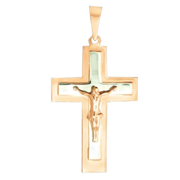 Cross from red and white gold of 585 assay value 