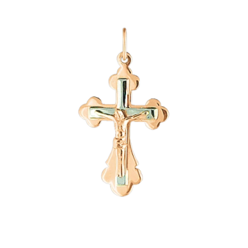 Cross from red and white gold of 585 assay value 