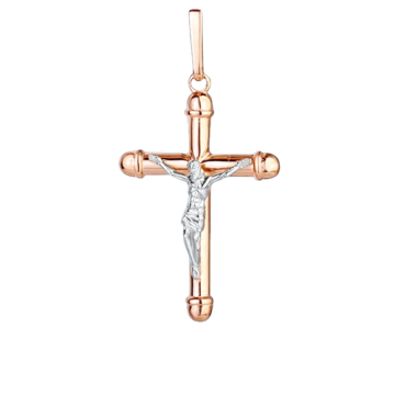 Cross from red and white gold of 585 assay value 