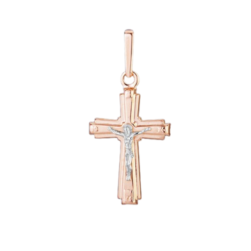 Cross from red and white gold of 585 assay value 
