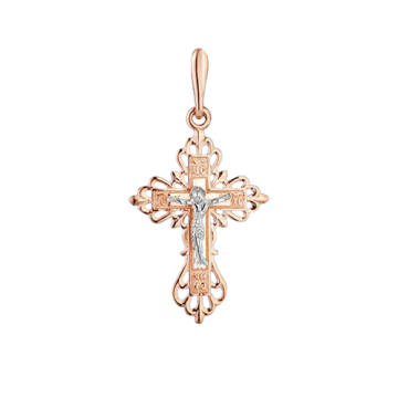 Cross from red gold of 585 assay value 
