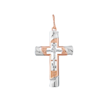 Cross from red and white gold of 585 assay value 