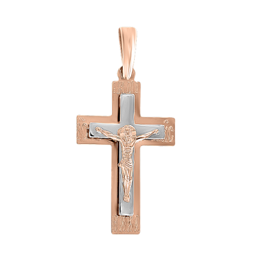 Kreuz Anhänger aus Rot/ Weiß gold 585° 