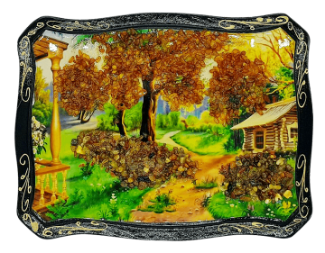 Das Bild mit echtem Bernstein geschmückt 