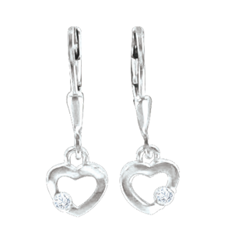 Kinder Ohrhänger aus 925er Sterling Silber mit Zirkonia 