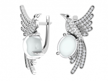 Ohrringe aus 925er Sterling Silber mit Katzenauge und Zirkonia 