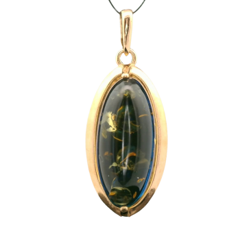 Gold-plated silver pendant with amber 