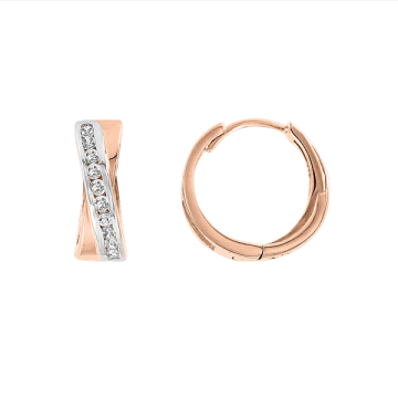 Earrings in red gold with cubic zirconia 