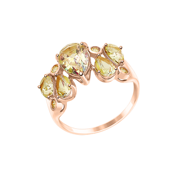 Кольцо из красного золота с фианиты Сваровски и топаз Сваровски 