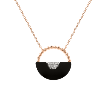 Collier aus Rotgold 585° mit Brillanten, schwarze Onyx 42 cm