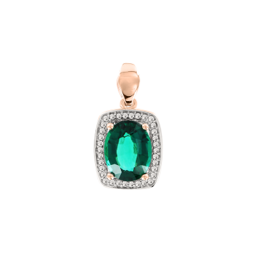 Подвеска из красного золота 585 пробы с бриллиантами и изумрудами 