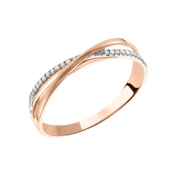 Damenring aus Rotgold 585° mit Brillanten 