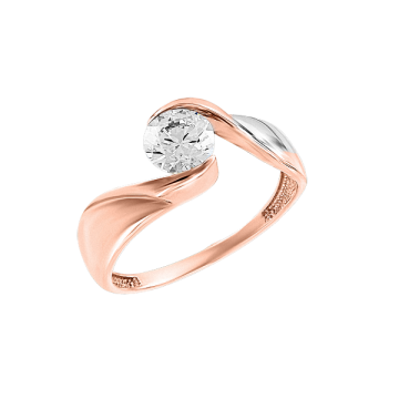 Кольцо из красного золота с кристаллами Swarovski и фианитами 