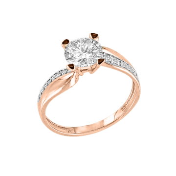 Damenring aus Rotgold 585° mit Zirkonia 