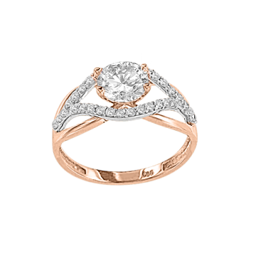 Damenring aus Rotgold 585° mit Zirkonia 