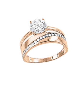 Damenring aus Rotgold 585° mit Zirkonia 