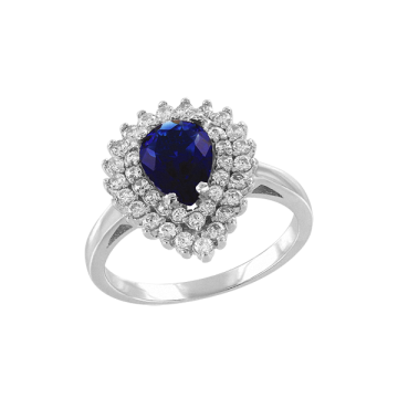 Damen-ring aus 925er Sterling Silber mit Zirkonia, Saphir HTS 