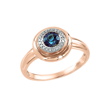 Rotgold 585° Damenring mit Brillanten, London Topas 