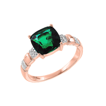 Кольцо из красного золота с изумрудом и бриллиантами 