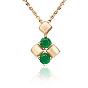 Pendant in red gold of 585 assay value with emerald 