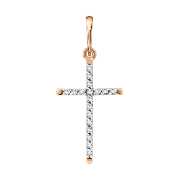 Pendant in red gold of 585 assay value with zirconia 