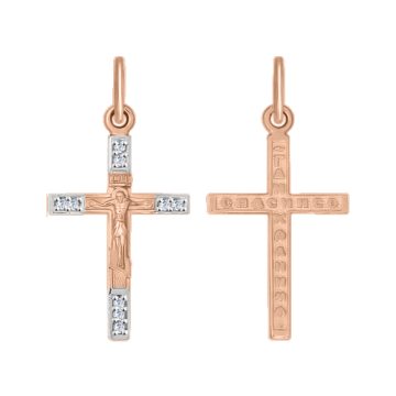 Pendants in red gold of 585 assay value with zirconia 