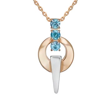 Pendant in red gold of 585 assay value with blue topaz 