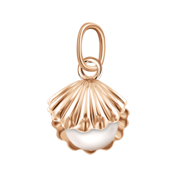 Pendant in red gold of 585 assay value with natural pearl 