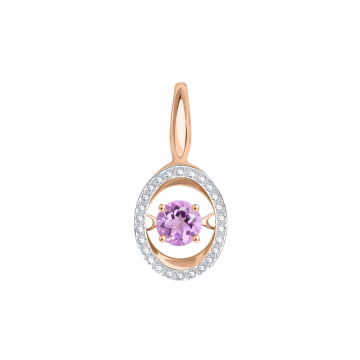 Pendant in red gold of 585 assay value with amethyst and zirconia 