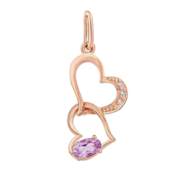 Anhänger aus Rotgold 585° mit Amethyst, Zirkonia 