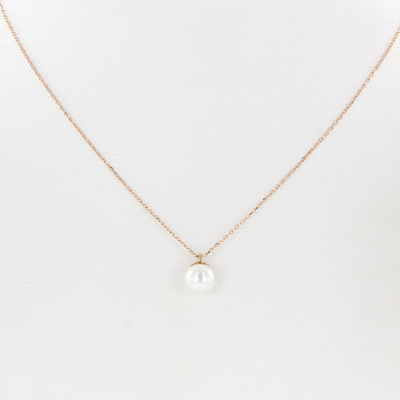 Collier aus Rotgold 585°mit Anhänger/ Zirkonia, echte Perlen 45 cm