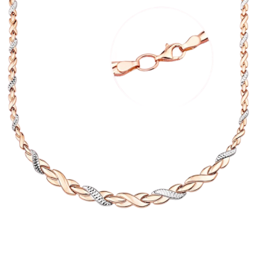 Collier aus Rot- und Weißgold 585 mit edlem Diamantschliff 