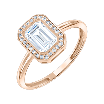 Кольцо женское из красного золота 585 пробы с фианитами 