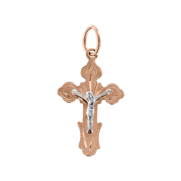 Kreuz Anhänger aus Rot/ Weißgold 585° 