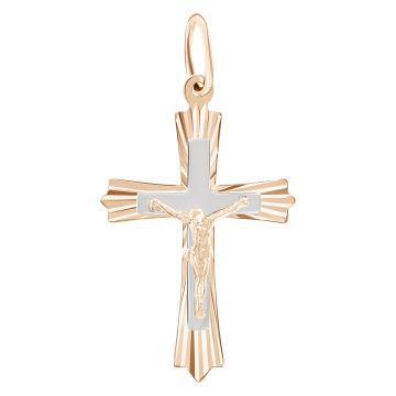 Kreuzanhänger aus Rot/ Weißgold 585° 