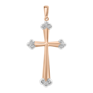 Kreuzanhänger aus Rot- und Weißgold 585° 