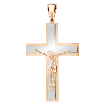 Kreuzanhänger aus Rot- und Weißgold 585° 