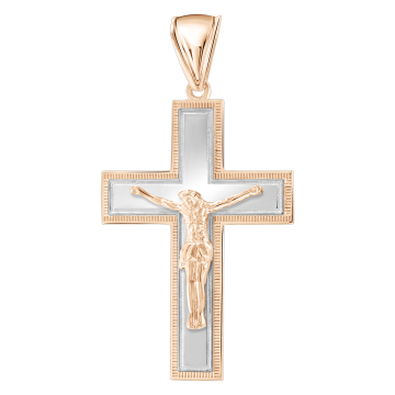 Kreuzanhänger aus Rot- und Weißgold 585° 