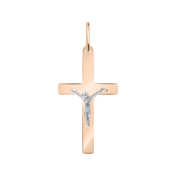 Kreuzanhänger aus Rot- und Weißgold 585° 