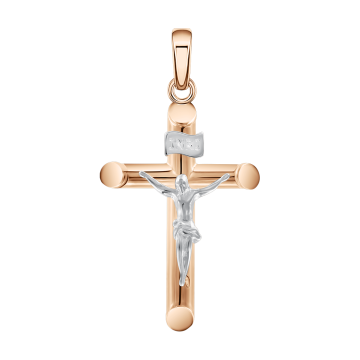 Kreuzanhänger aus Rot- und Weißgold 585° 