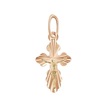 Cross from red gold of 585 assay value 