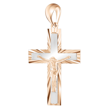Kreuzanhänger aus Rot- und Weißgold 585° 
