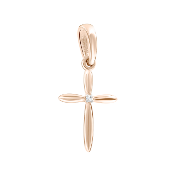 Kreuzanhänger aus Rotgold 585° mit Brillanten 