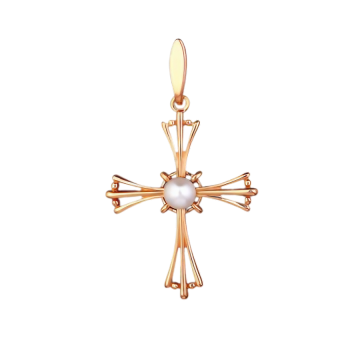 Cross from red gold of 585 assay value with Pearl 