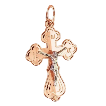 Cross from red and white gold of 585 assay value 