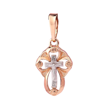 Cross from red gold of 585 assay value 