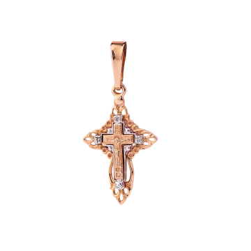 Cross from red gold of 585 assay value 