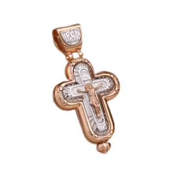 Cross from red and white gold of 585 assay value 