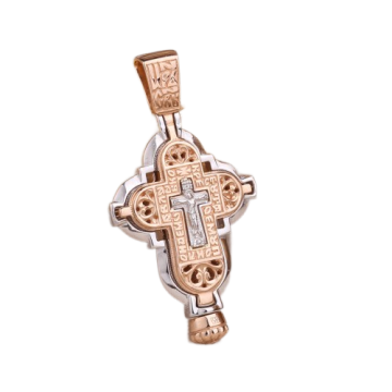Cross from red and white gold of 585 assay value 